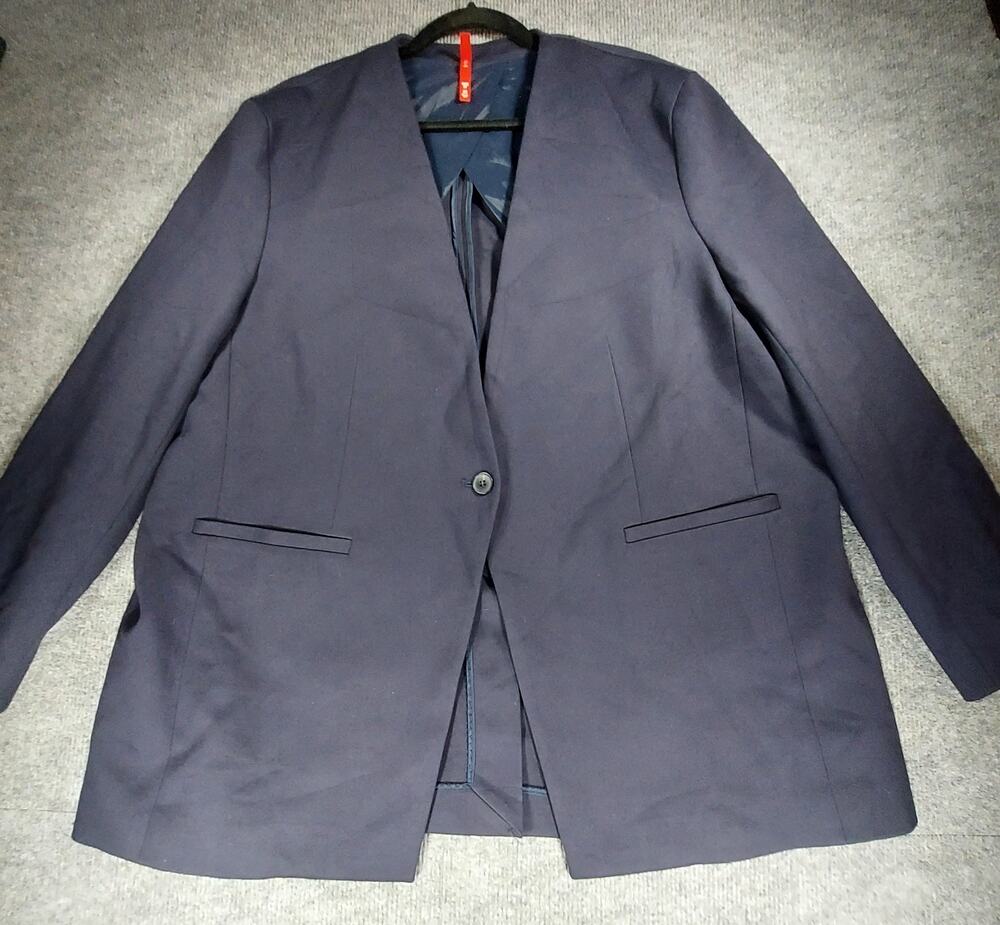 Spanx The Perfect Collarless Blazer Navy Blue Women's Plus Size 1X Single Button